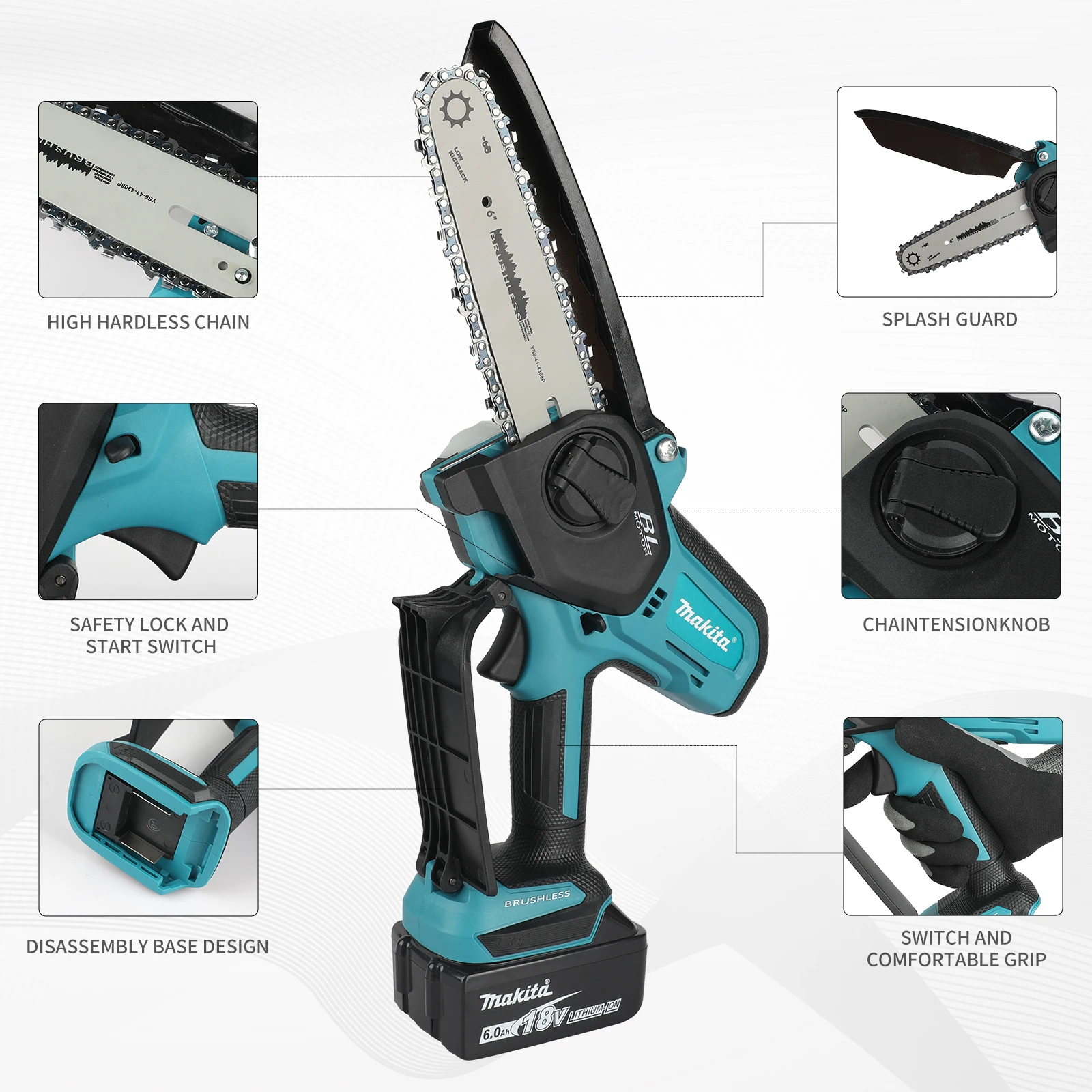Mini Electric Chainsaw 6 Inch - Kabellose Kettensäge für Holzarbeiten mit kleiner,