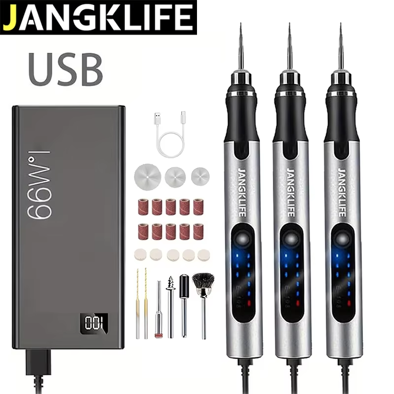 Cordless Rotary Tool Kit Accessories - JANGKLIFE USB-Aufladbares Rotationswerkzeug-Set Holzbearbeitungs-Stift für DIY-Handwerk,
