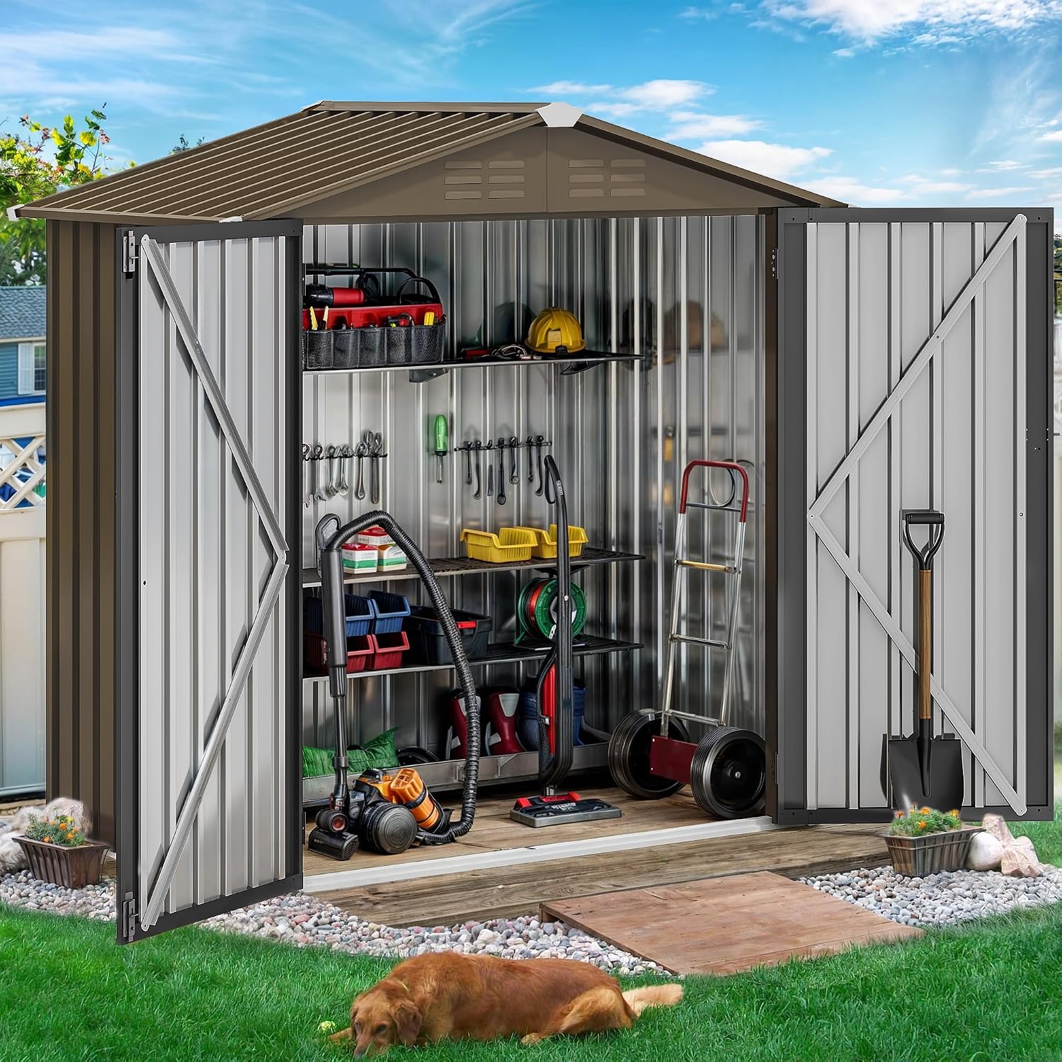6x4ft Metall-Gartenhaus, wasse – Garden Tools Bewertung und Preis